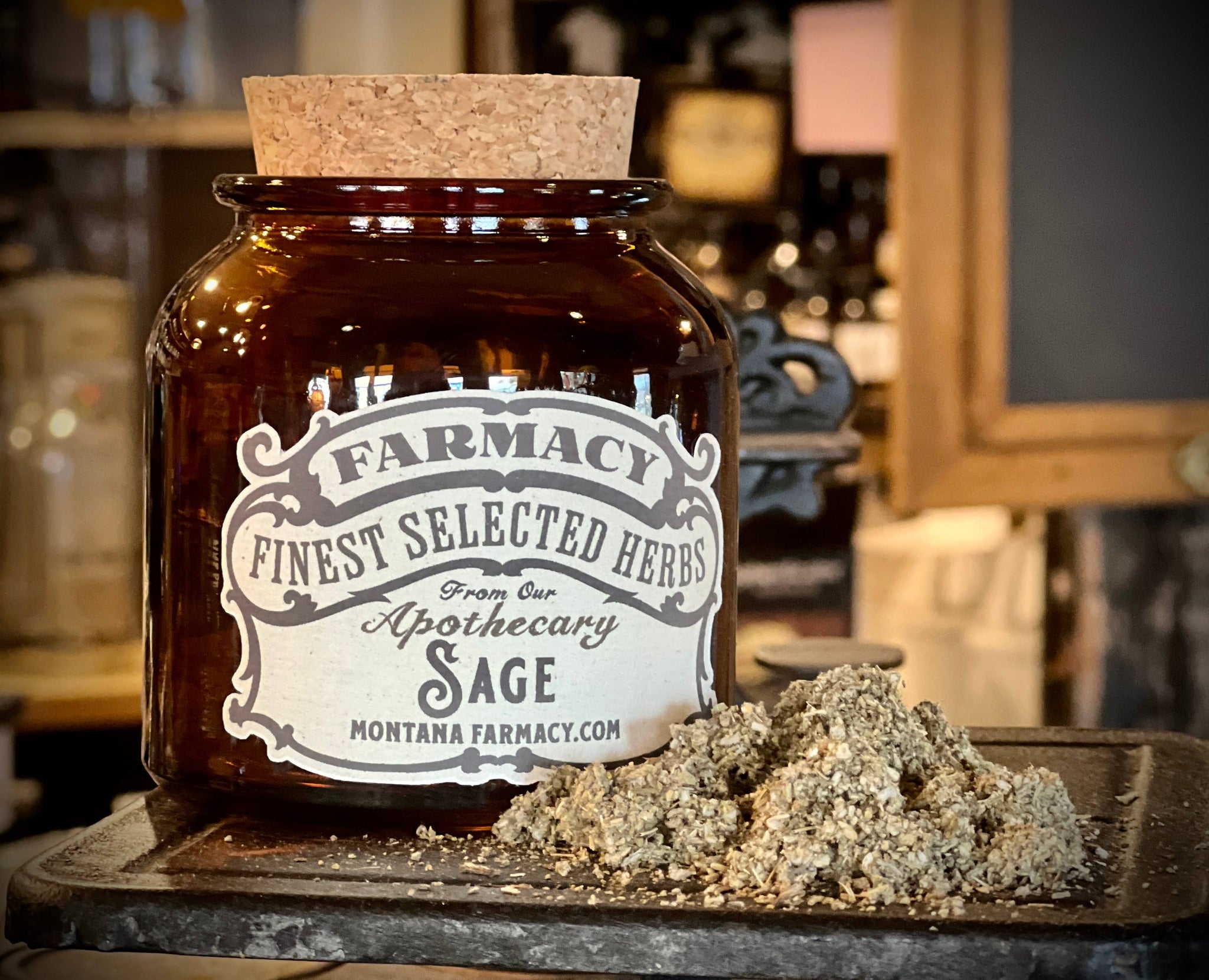 Vintage Herbal Apothecary Jar with Sage
