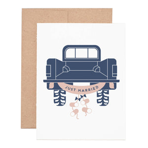 Just Married Truck Greeting Card