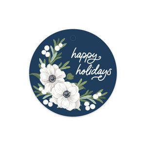 Winter Anemones Circle Gift Tags | Holiday Gift Tags