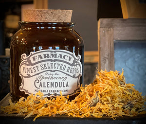 Vintage Herbal Apothecary Jar with Calendula