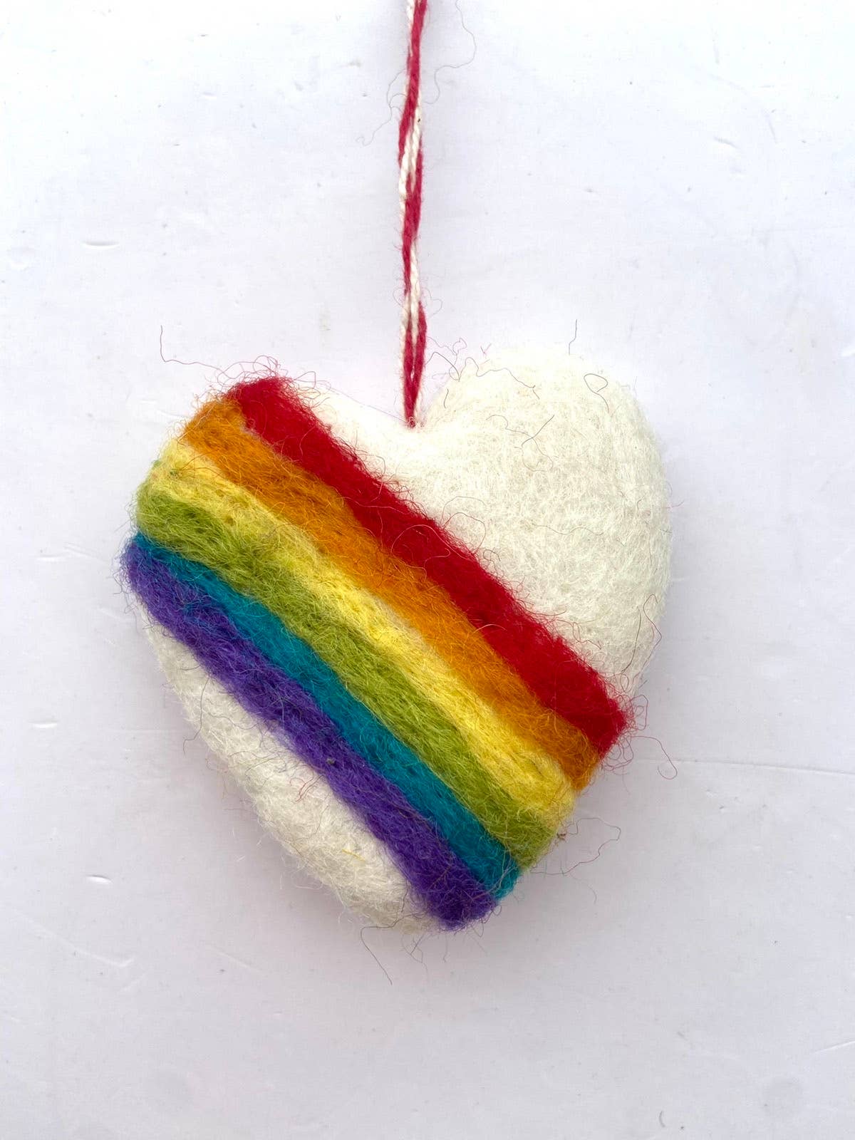 Rainbow Heart Felt Ornament